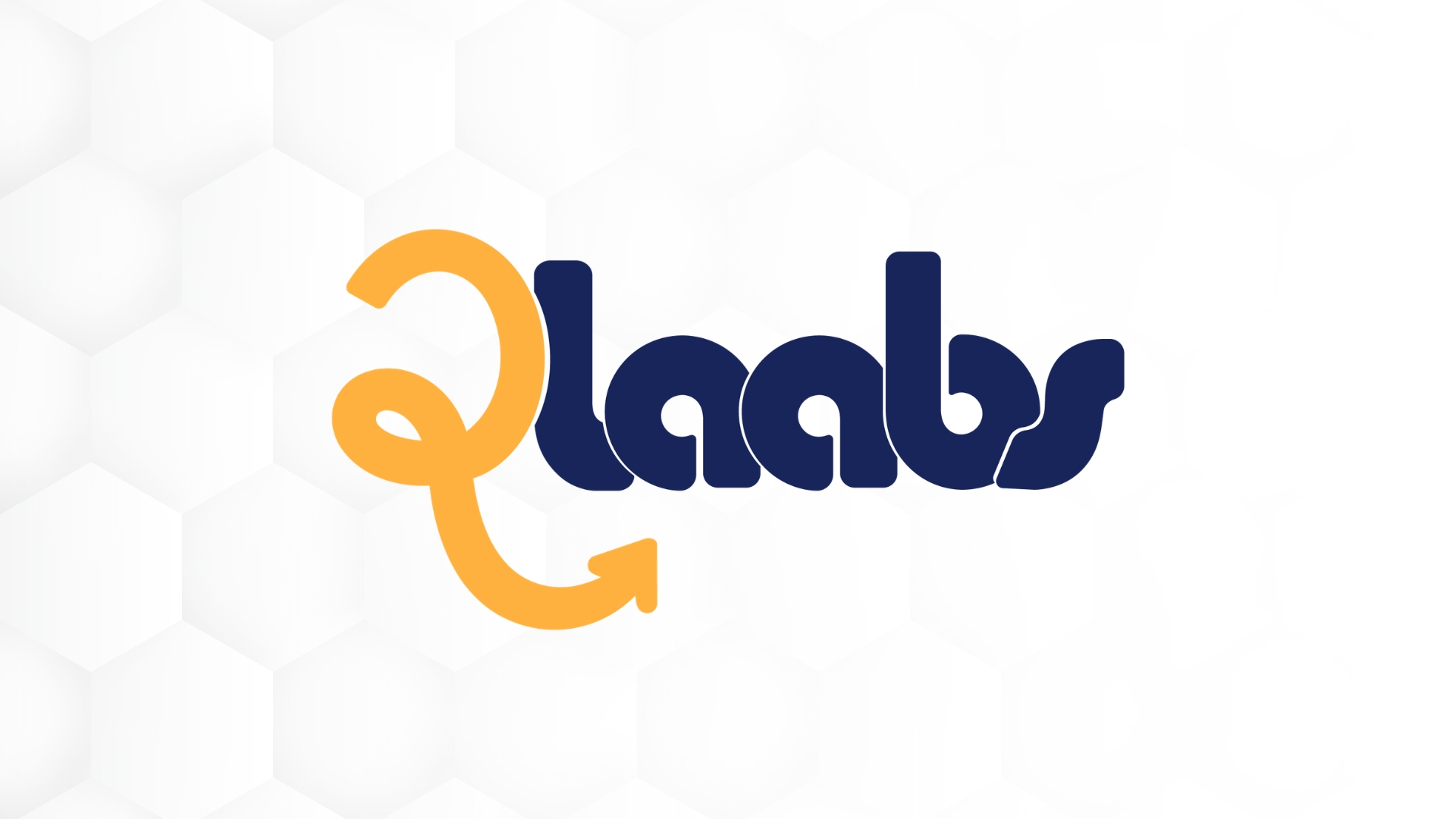 Identidad visual de 2laabs: tarjetas en naranja, azul marino y lima con el isotipo de la marca
